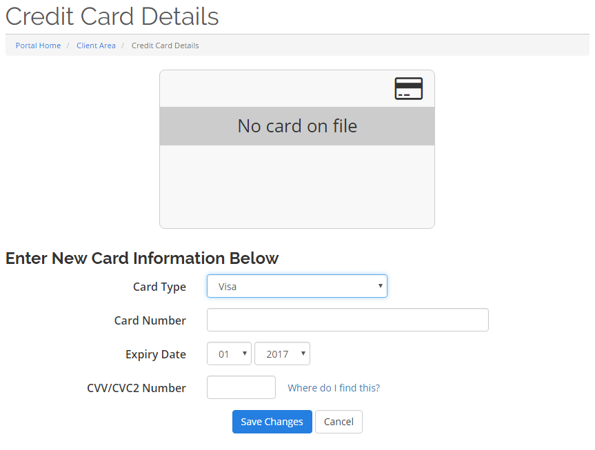 Add/Update Credit Card Information