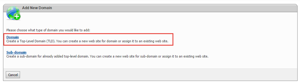 WebsitePanel Add A Domain