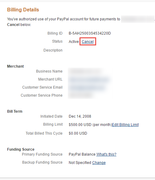 Cancel a PayPal Subscription