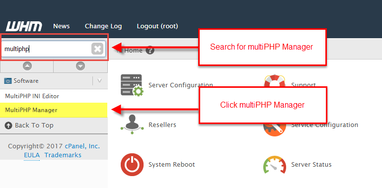 Change PHP Version in WHM