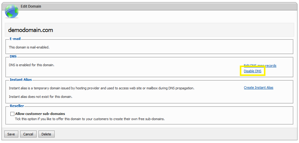 Disable DNS