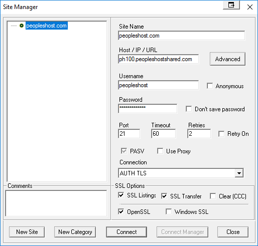 Connect to FTP Using CoreFTP