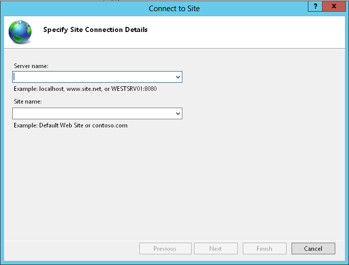 Remote IIS Manager - Site Connection Details