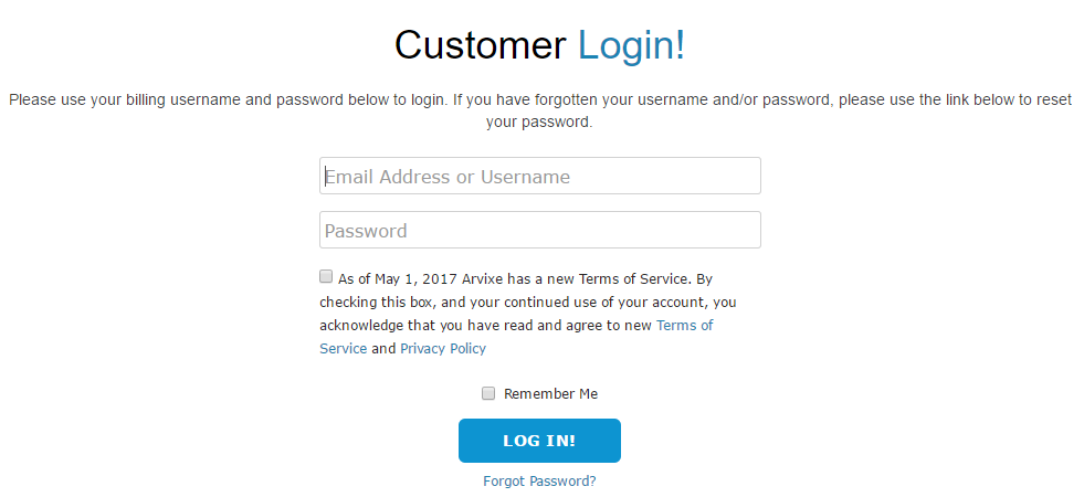 Arvixe Customer Login