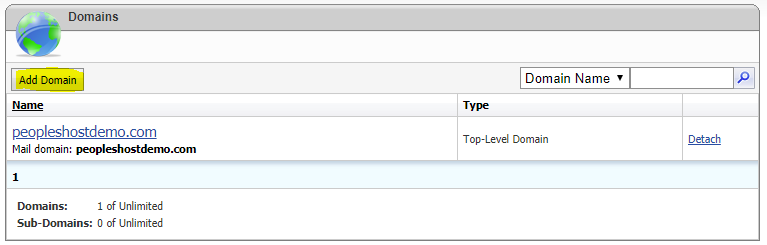 WebsitePanel Sub-Domain