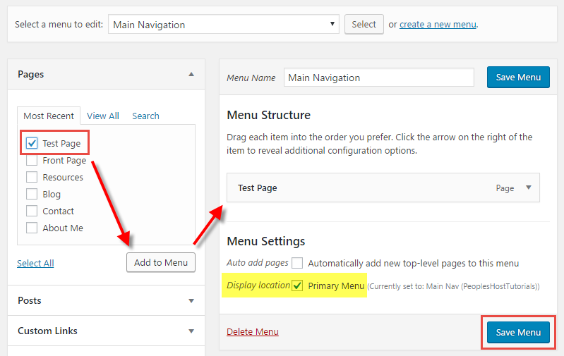 Add Page to WordPress Navigation