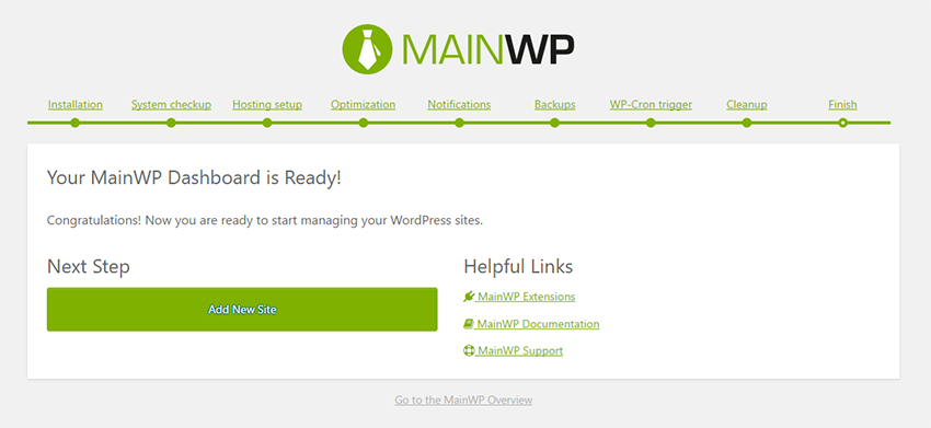 MainWP Dashboard Setup Wizard