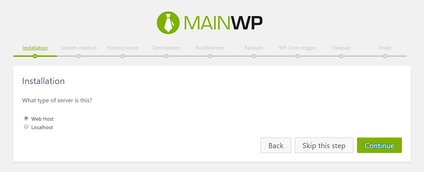 MainWP Dashboard Setup Wizard