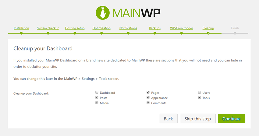 MainWP Dashboard Setup Wizard MainWP Dashboard Setup Wizard