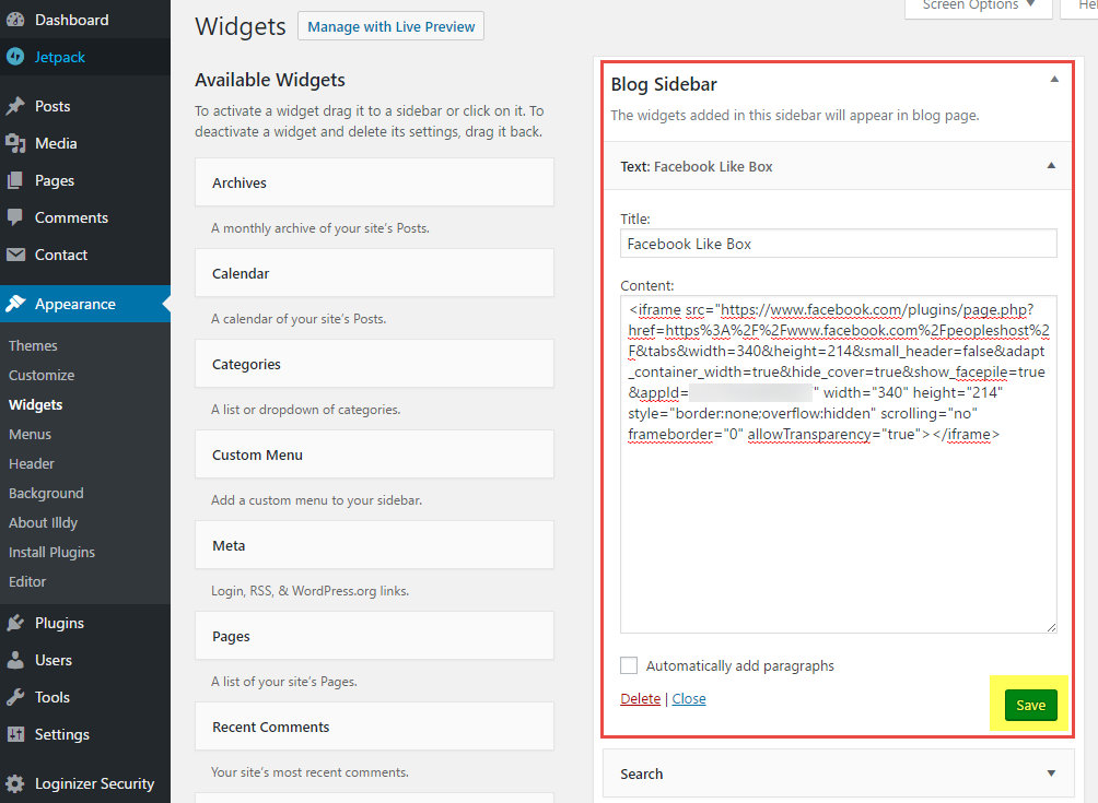 Add a WordPress Widget