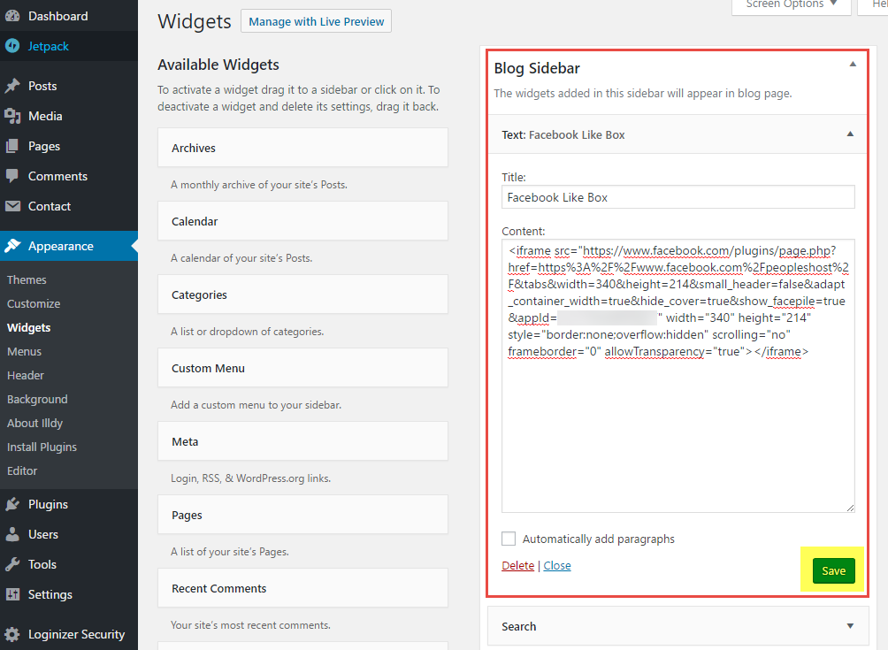 Add a WordPress Widget Add a WordPress Widget